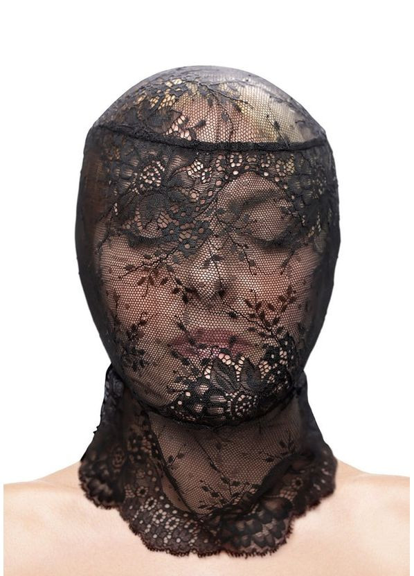 Капюшон-маска на все лицо кружевной Fetish & Fashion Lace Hood чёрный Ns Novelties (330823282)