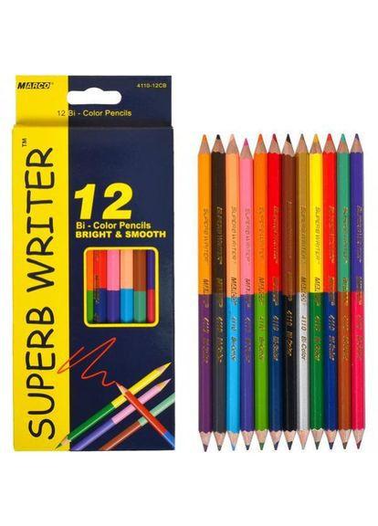 Олівці кольорові 24 кол., двосторонні / (4110-12СВ) Marco (342417151)