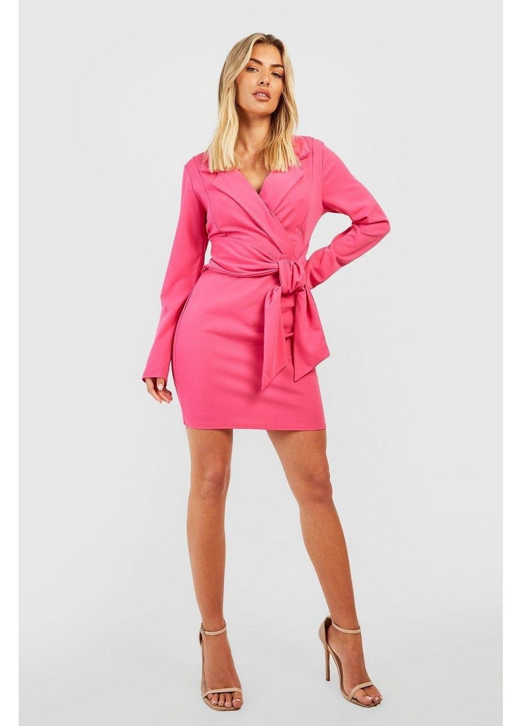 Темно-розовое кэжуал платье Boohoo однотонное