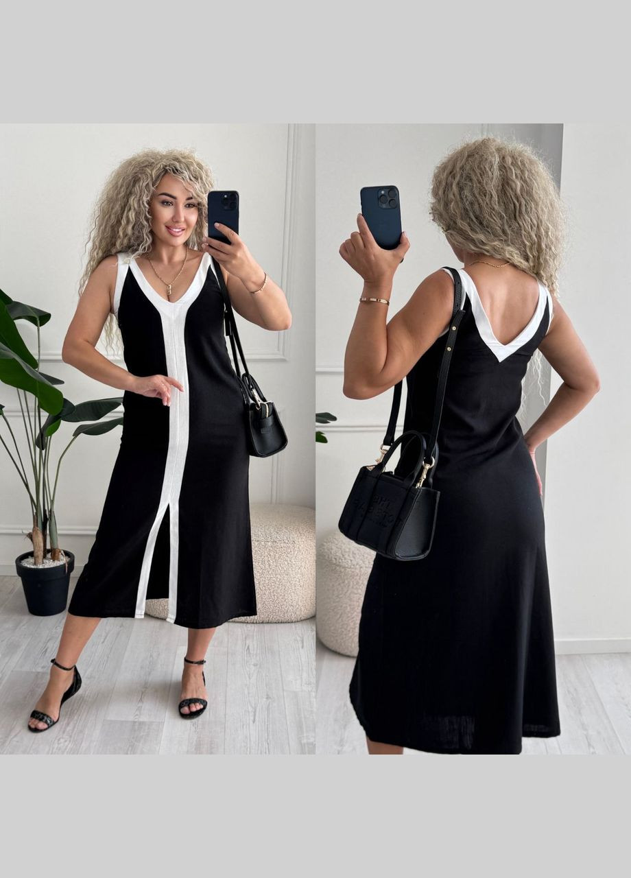 Жіночий лляний сарафан довжини міді MonCher (336493919)