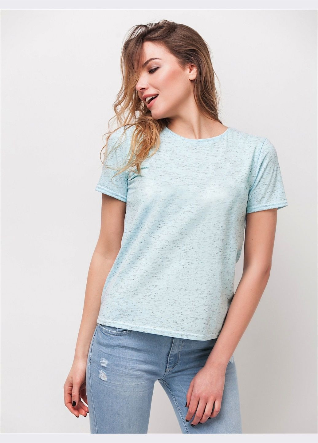 Футболка блакитного кольору меланжева Dressa - (301641658)