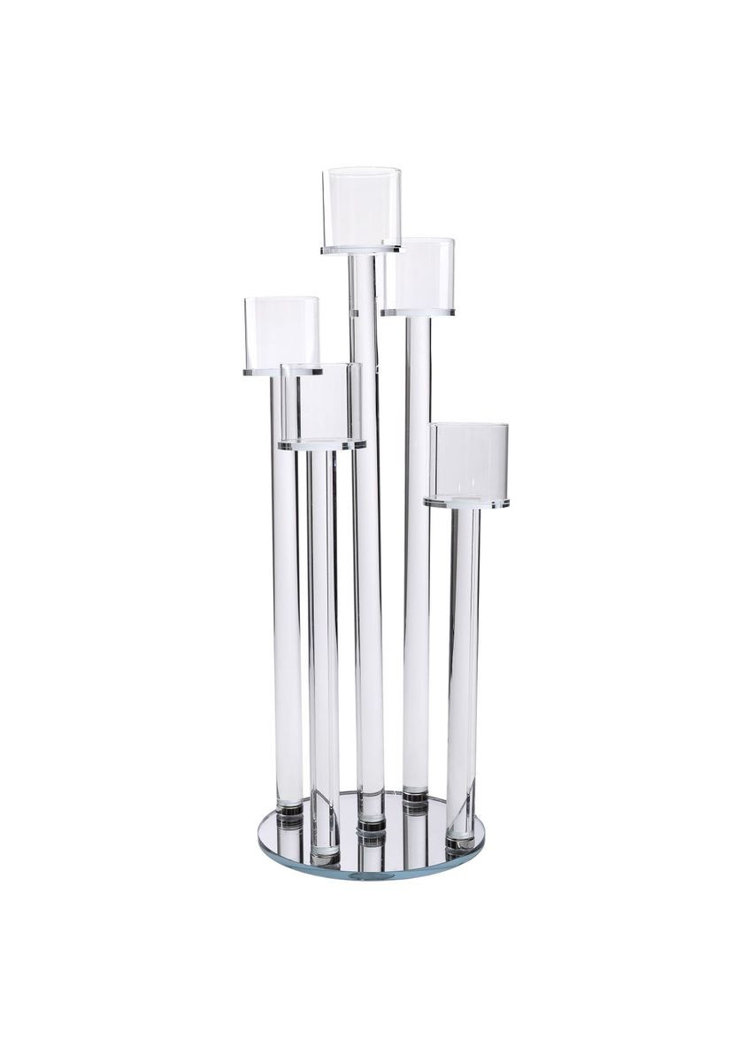 Свічник скляний на 5 свічок підлоговий прозорий для інтер'єру ProDobro (364190895)