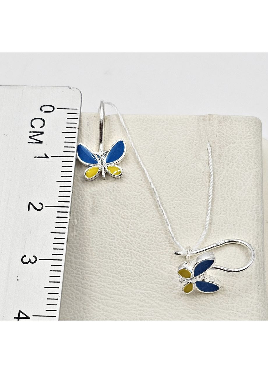 Серьги серебряные с ювелирной желто-голубой эмалью "Патриотические" 1,55 г No Brand (369737424)