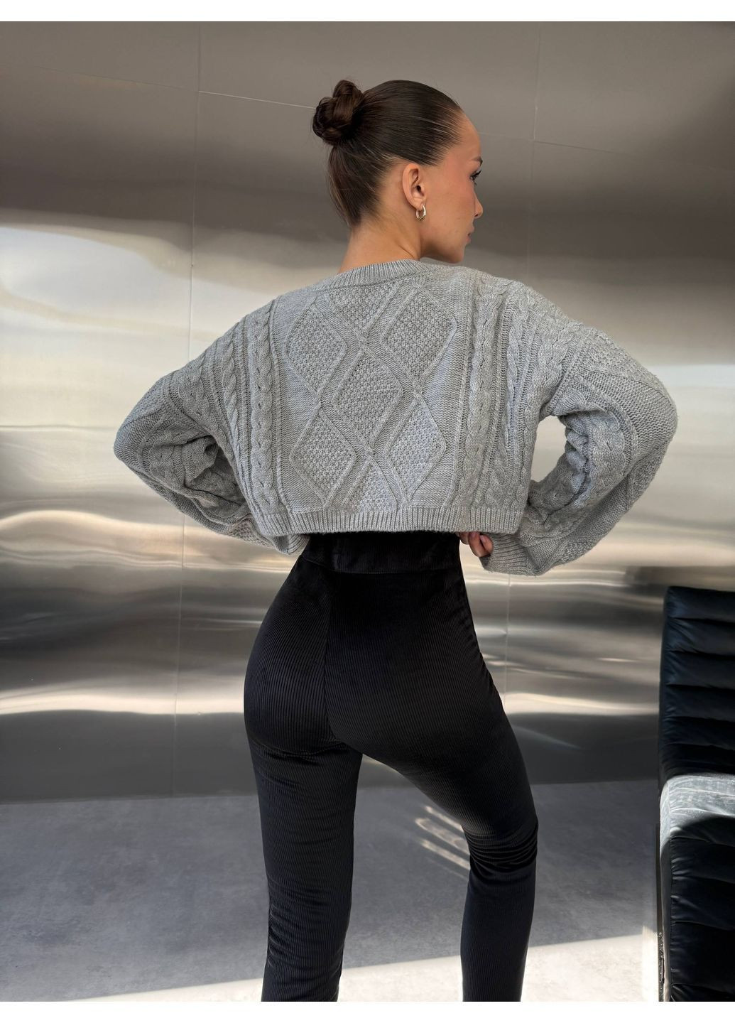 Женские теплые велюровые лосины в рубчик No Brand (369740440)