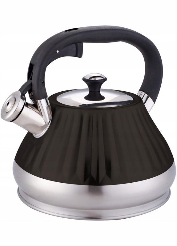 Чайник Whistling Kettle Marshmallow 3л з нержавіючої сталі зі свистком, чорний Kamille (372175314)
