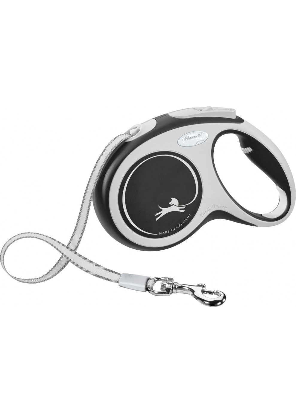 Рулетка для собак New Comfort L 5 метрів, до 60 кг (чорна), повідець зі стрічкою Flexi (292257616)