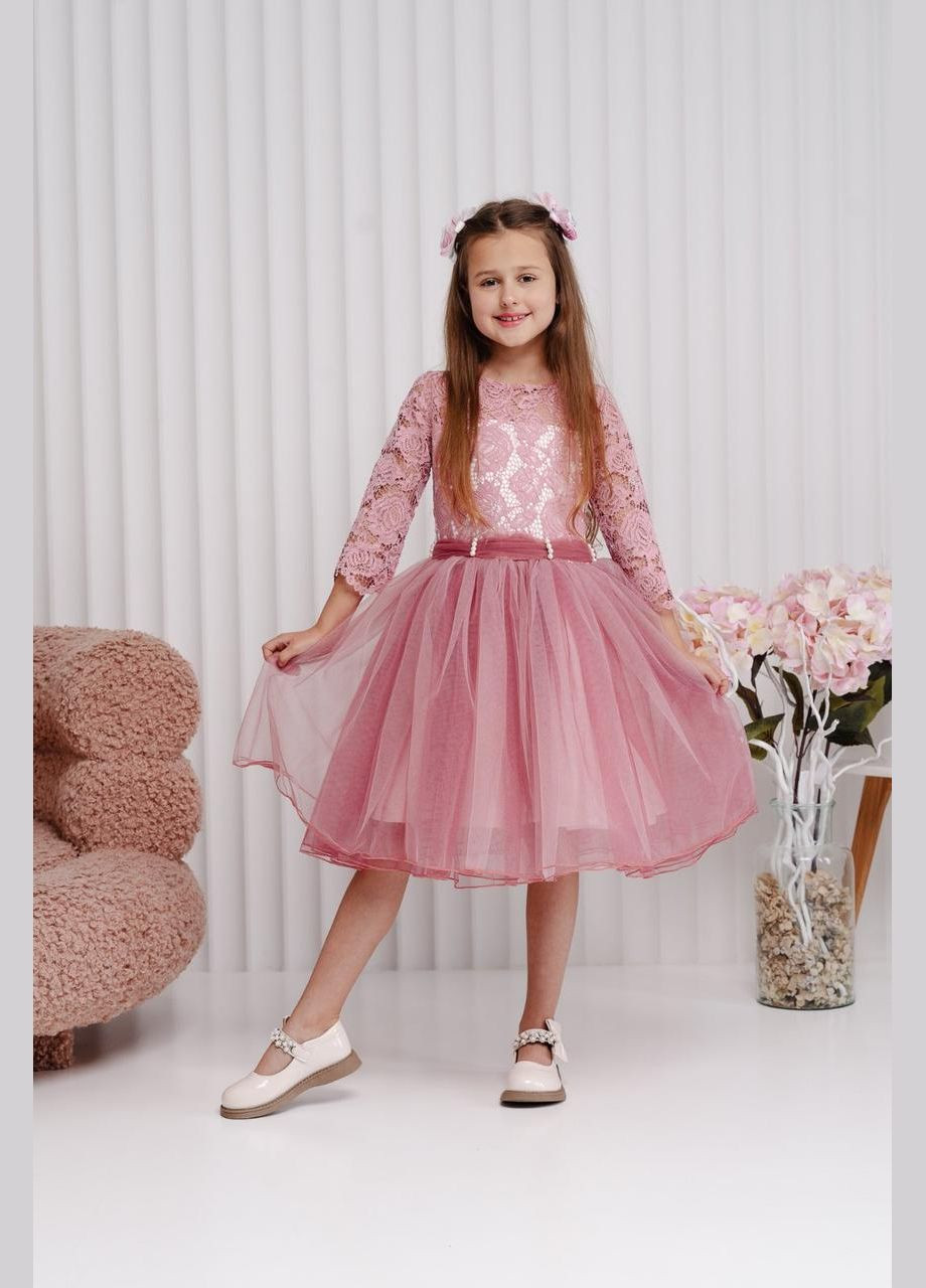 Розовое платье праздничное для девочки розовое No Brand (359472968)