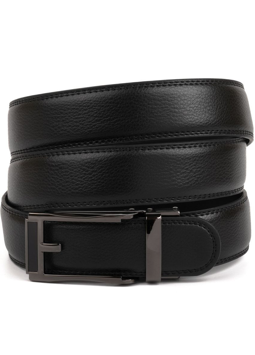 Чоловічий ремінь шкіряний з тонкою пряжкою у вигляді 20218 Чорний Vintage (302972368)