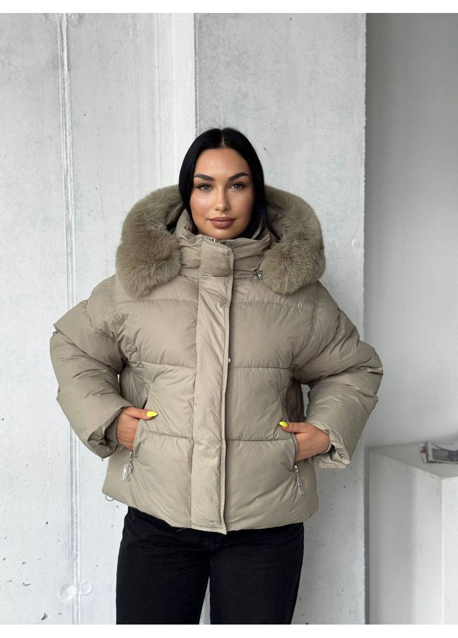 Оливкова зимня куртка жіноча No Brand