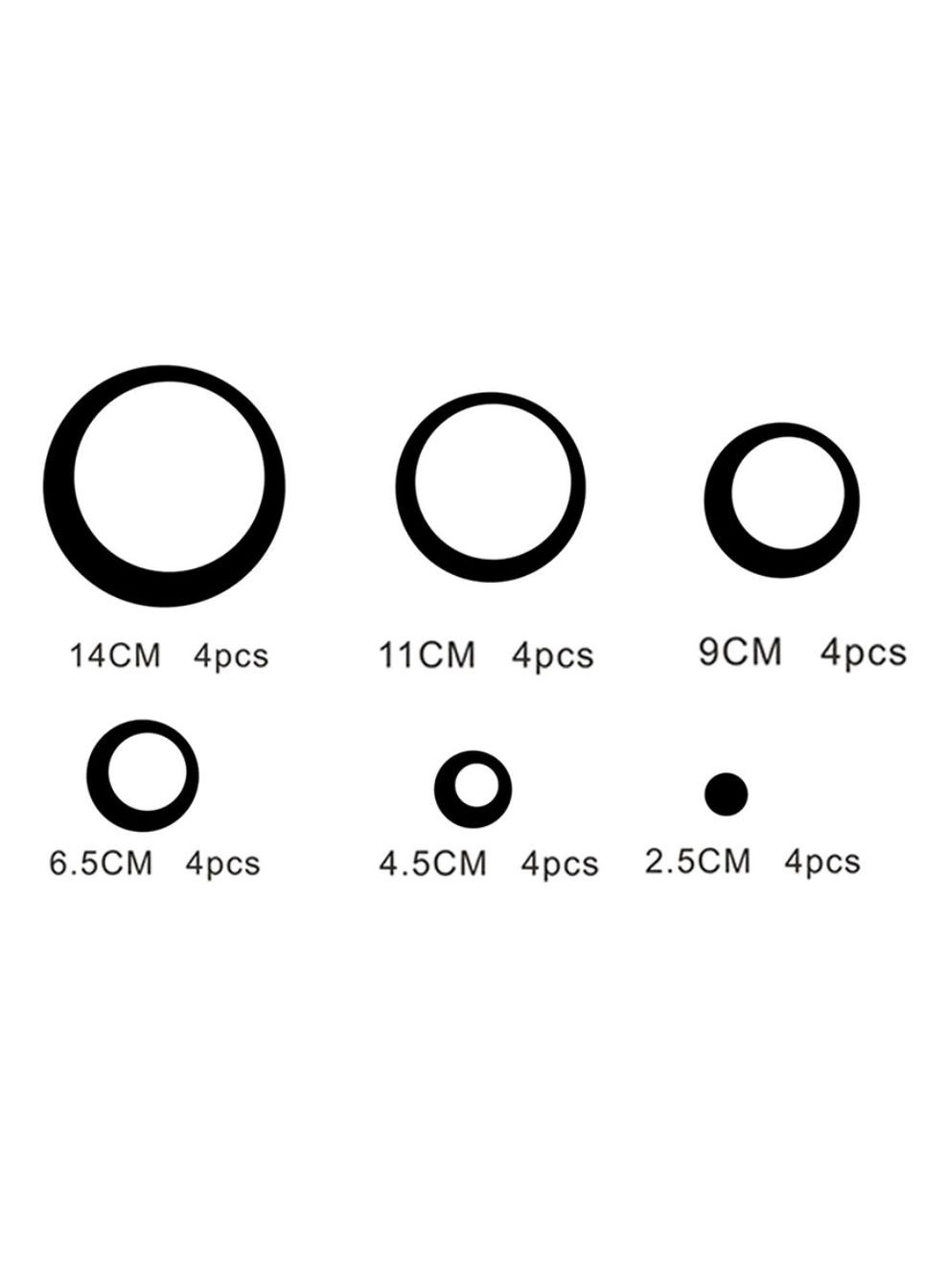 Зеркальные наклейки круги Красно-черные от 14 см до 2.5 см 24 шт набор No Brand (321149098)