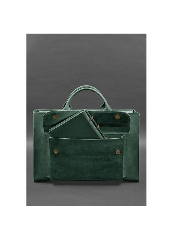 Сумка мужская кожаная через плечо для ноутбука и документов зеленая Crazy horse BlankNote (302007942)