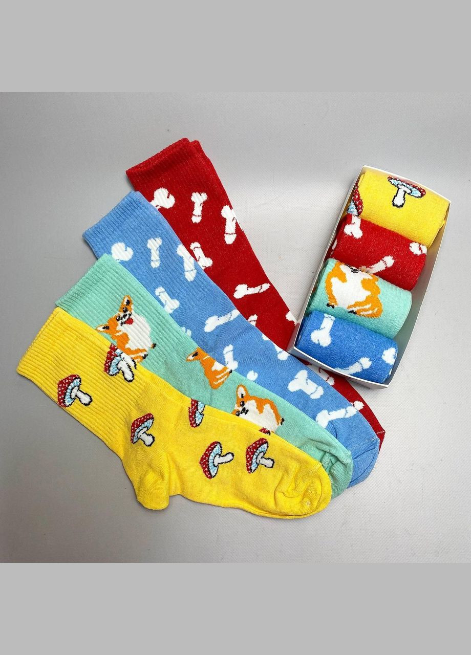 Комбинированные бокс женских высоких носков 36-41 на 4 пары в подарочной коробке Vakko (308336864)