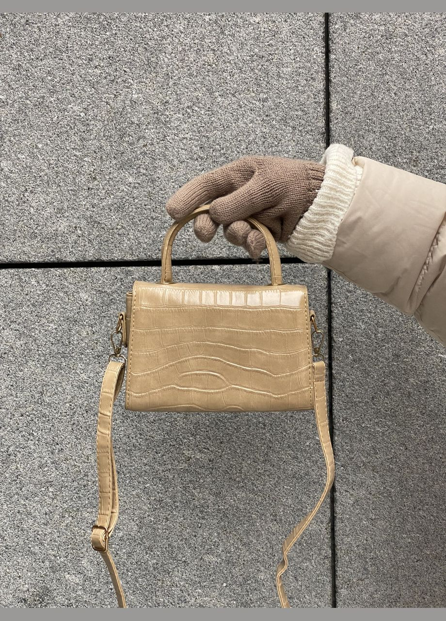 Жіноча сумочка 00581 крос-боді рептилія бежева No Brand (289199491)