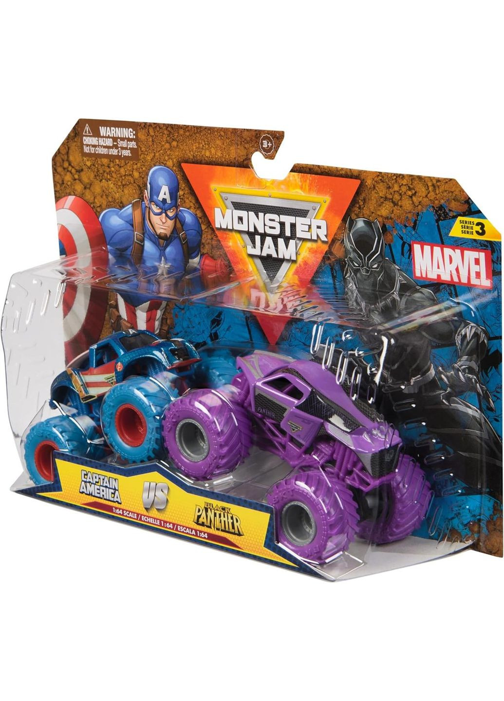 Подарочный набор металлических монстр-траков Monster Jam Marvel Капитан Америка, Черная Пантера Spin Master (365251612)