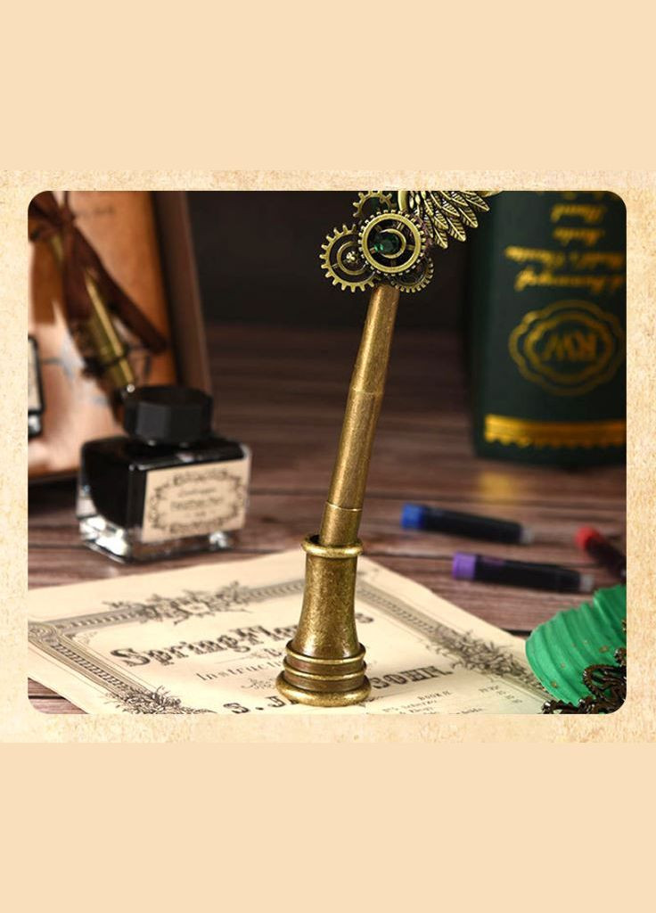 Перова ручка для каллиграфии подарочный набор 5 различных чернил подставка с печатью Белый (М1730257) Blue Peacock (318031931)