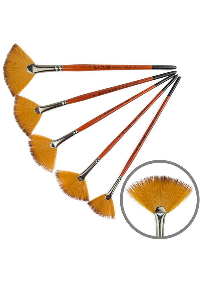 Кисть синтетика веерная Carrot 1097FN № 4 короткая ручка Kolos (362585750)
