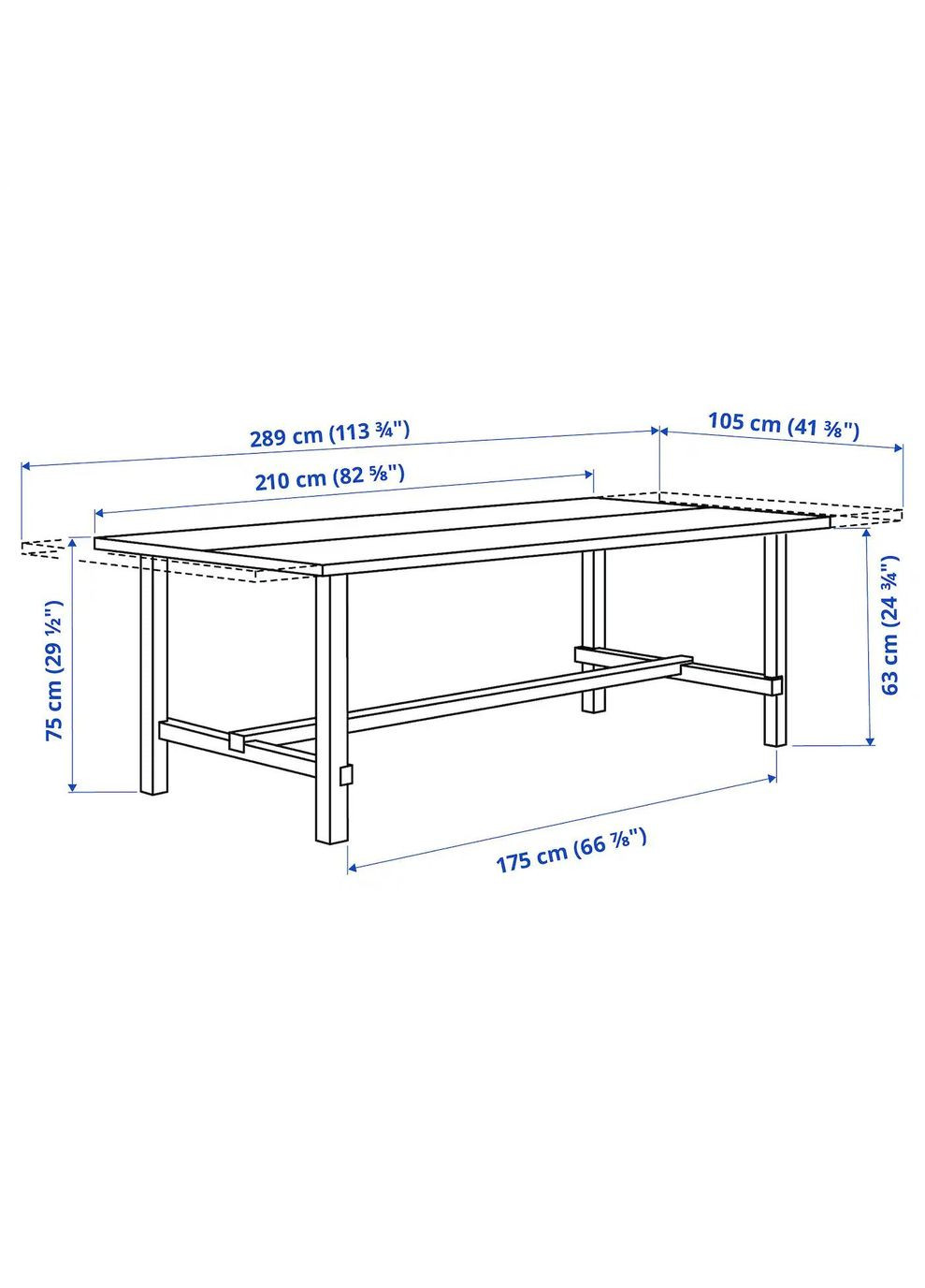 Розкладний стіл ІКЕА NORDVIKEN 210/289х105 см (40368713) IKEA (278406075)