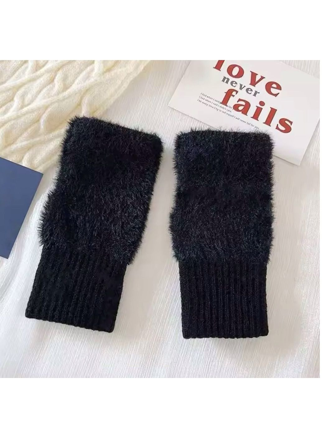 Рукавиці Мітенки без пальців хутряні "Плюшеві" No Brand Мітенки (302976815)