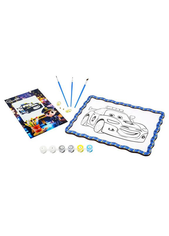 Детский набор для росписи по дереву "Полицейская машинка" Puz-22952 формат А4 PuzzleOK (362589278)