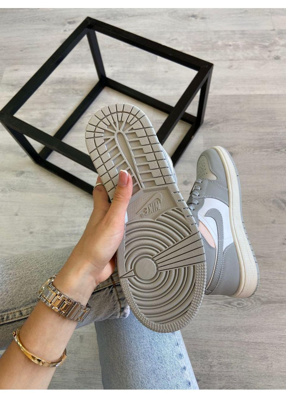 КРОСІВКИ ЖІНОЧІ NIKE AIR JORDAN 1 RETRO HIGH GREY WHITE ORANGE НАЙК АІР ДЖОРДАН No Brand сірі демісезони (368870421)