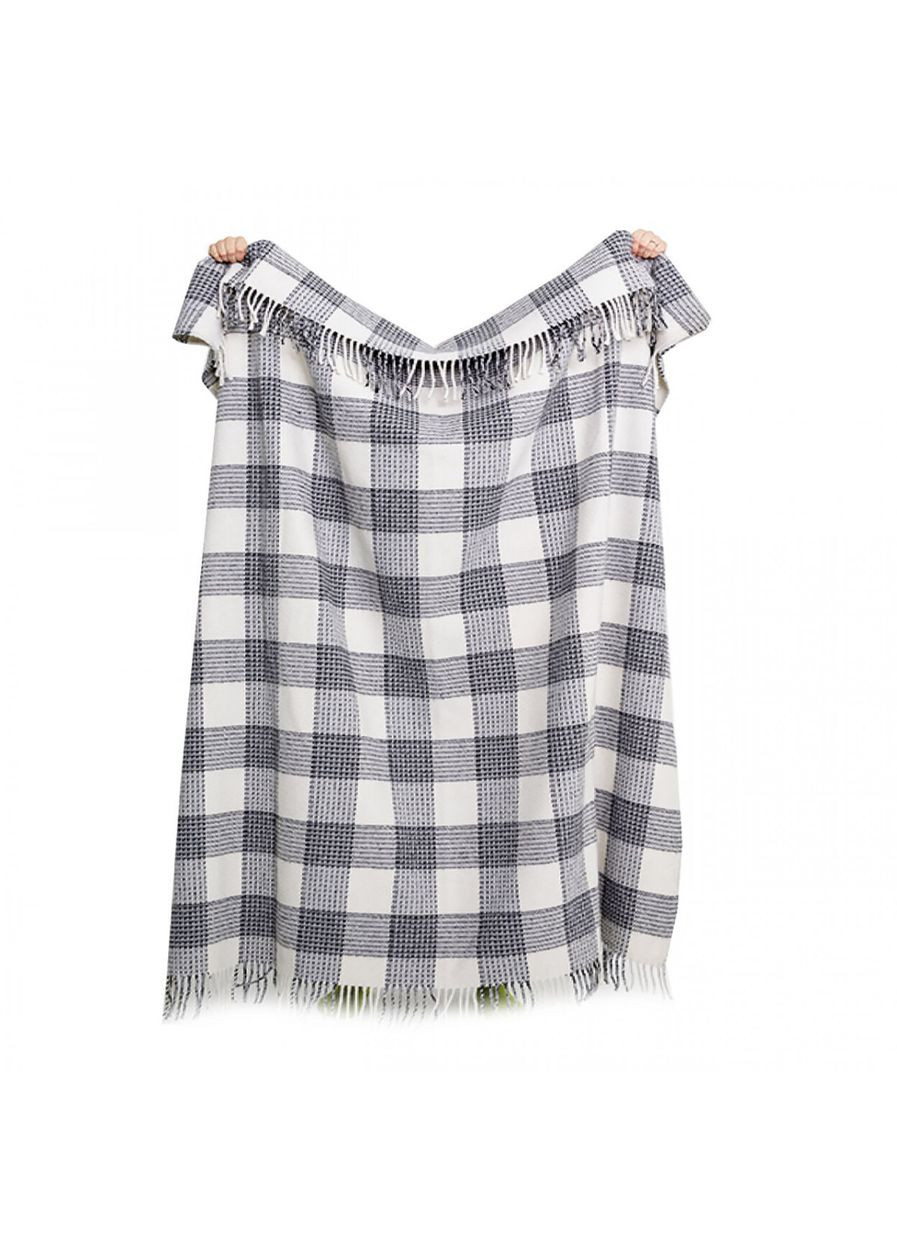 Плед на односпальне ліжко 140х200 з вовни гладкий сірий в клітинку 51970215 Lanavitta (316504793)