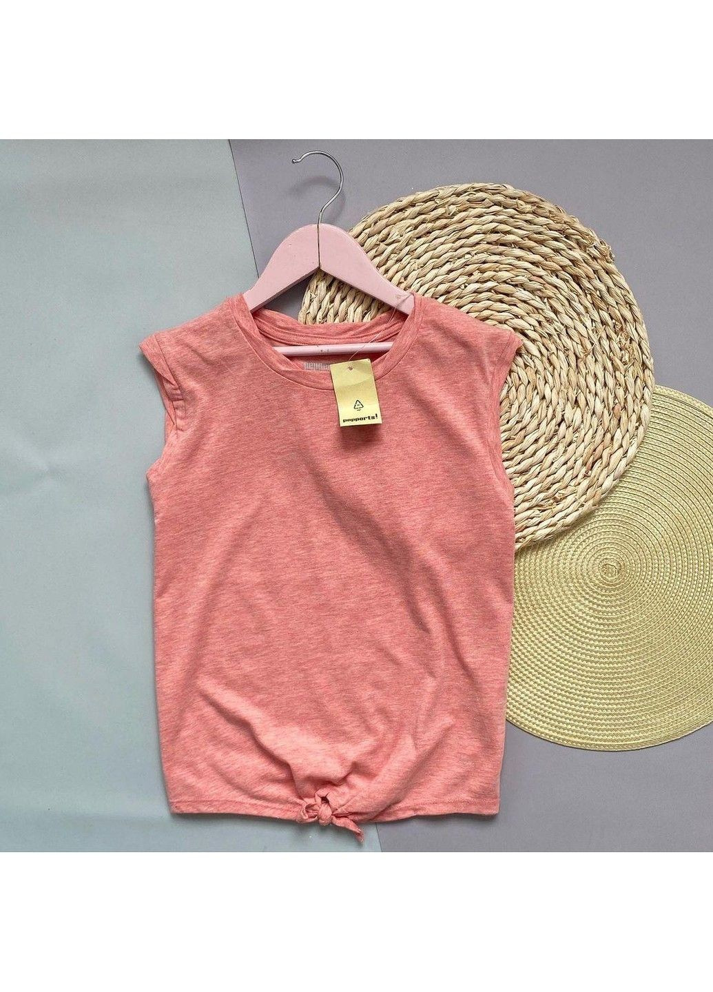 Персиковая футболка подростковая на девочку однотонная, персиковая Pepperts