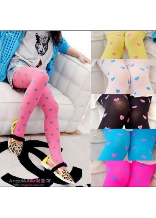 Колготки дитячі в сердечка, білі, 100 den, на зріст 105-130 см No Brand (346048713)