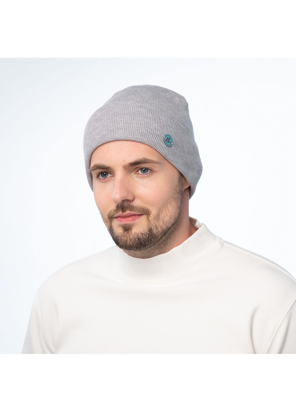 Шапка бини мужская вискоза серая RILEY 225-619 LuckyLOOK 225-619M (322790871)