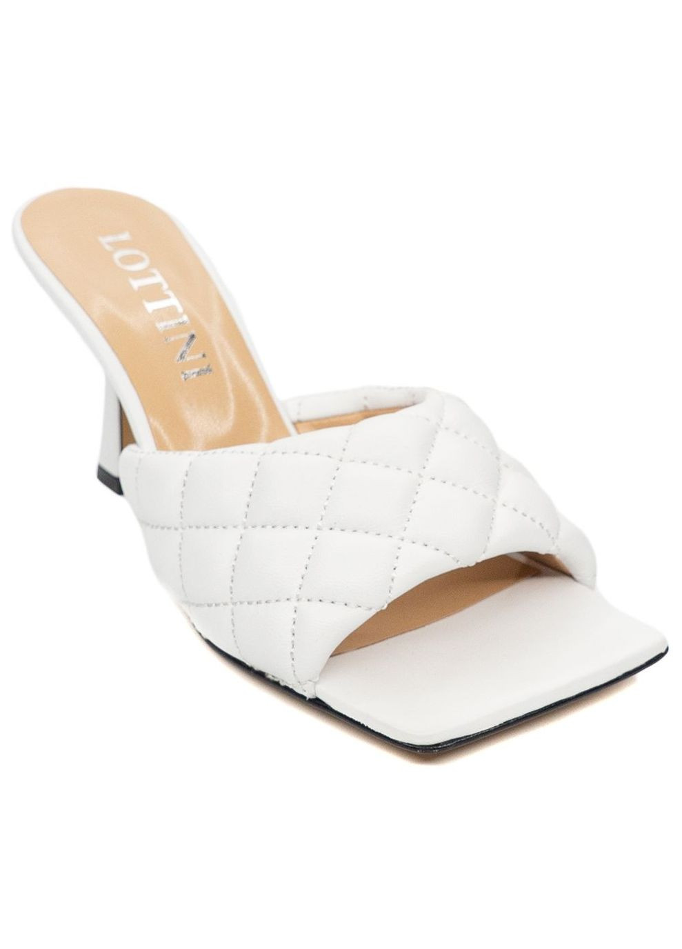 Белые кожаные шлепанцы 3832 Lottini