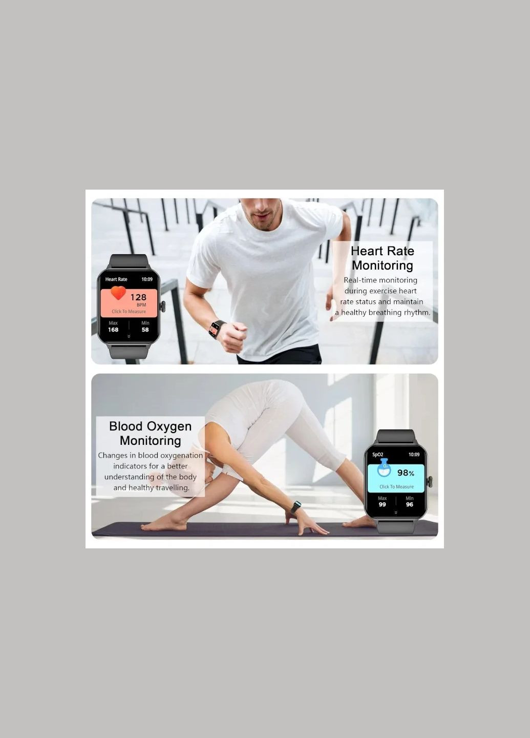 Cмарт часы Blackview R50, 1,85" с набором/ответом звонков, пульс/SPo2/монитором сна, +1 ремешок Smart Watch (334016542)