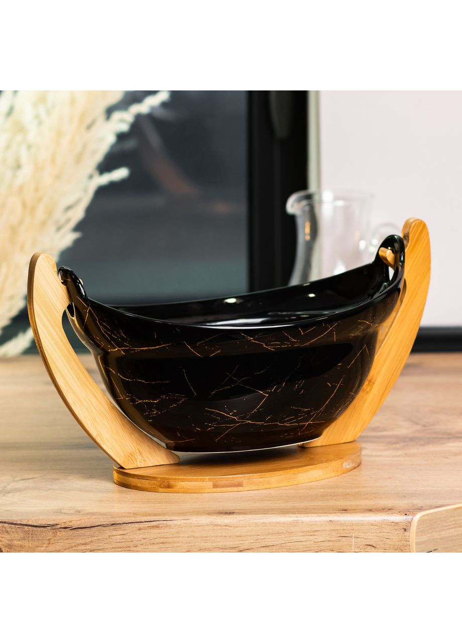 Фруктовниця керамічна 32 x 18,5 x 18 см з бамбуковою підставкою HP1237 (A-032723) Yiwu (361242365)