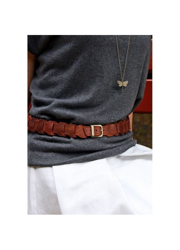 Женский бохо-ремень кожаный светло-коричневый Crazy Horse BlankNote (302972174)