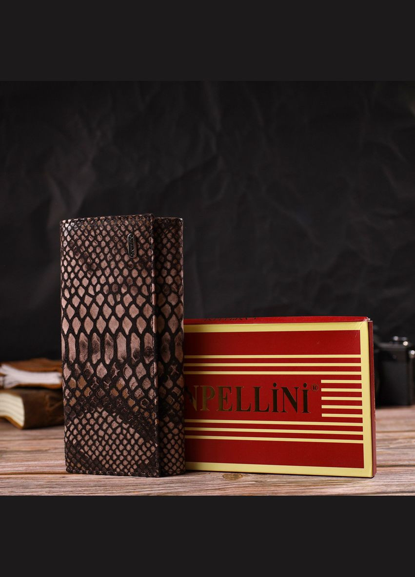 Ультрастильный женский кошелек из фактурной натуральной кожи с тиснением под змею 21713 Canpellini (298920842)