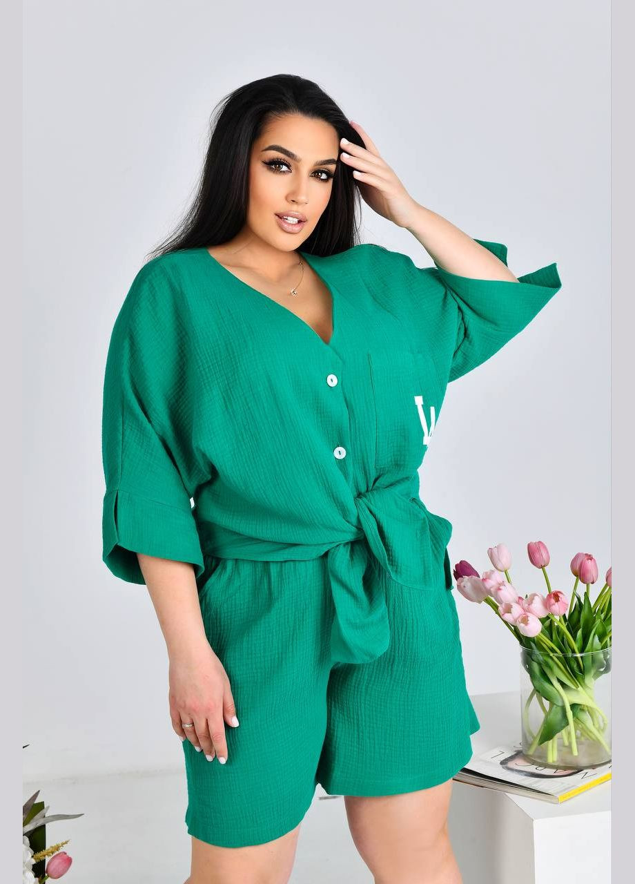 Жіночий костюм двійка з шортами колір малина New Trend (304647165)