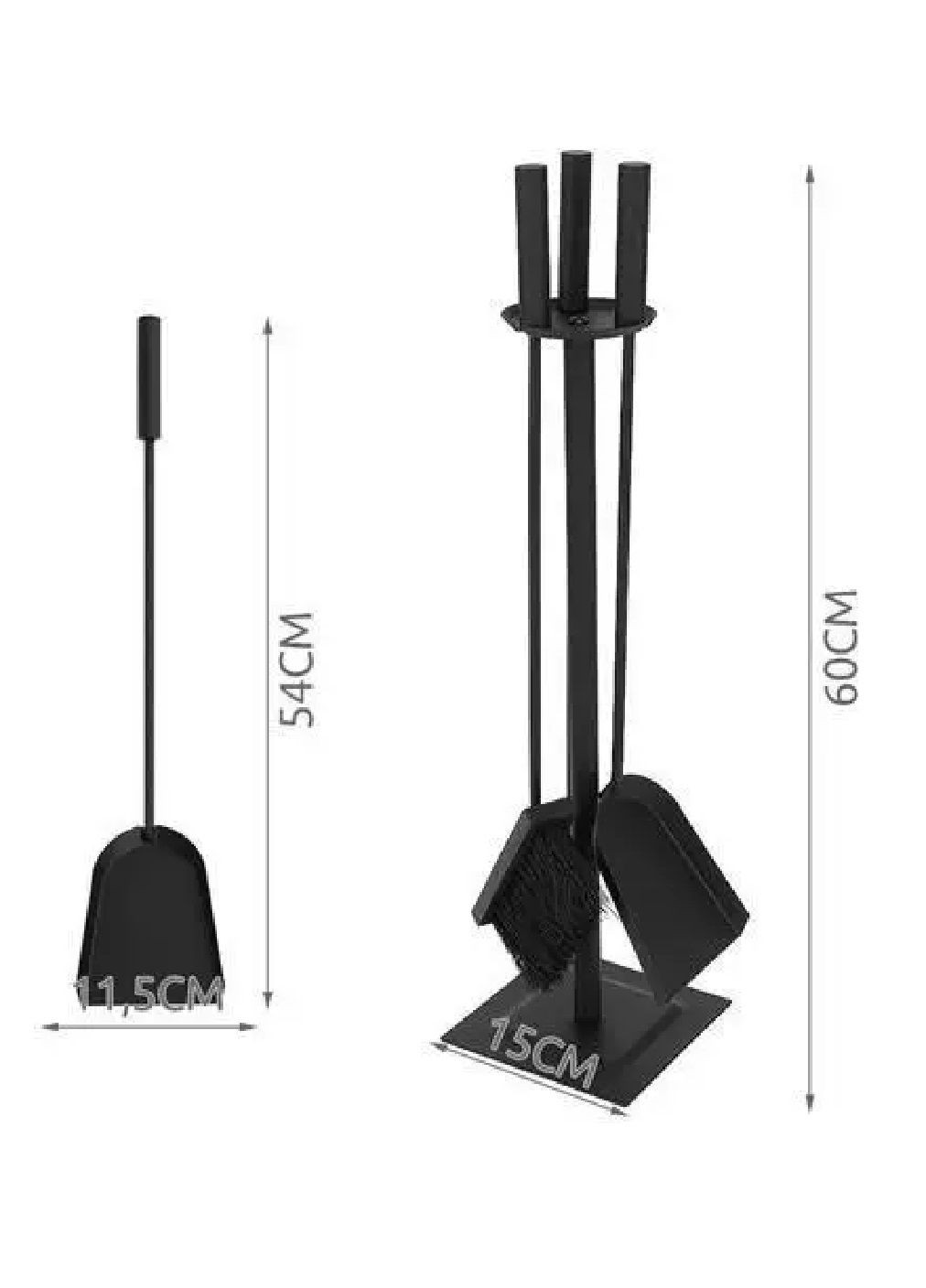 Набір комплект аксесуарів для камінів грилів печей совок кочерга мітла на підставці 4 в 1 (478092-Prob) Чорний Unbranded (302489253)