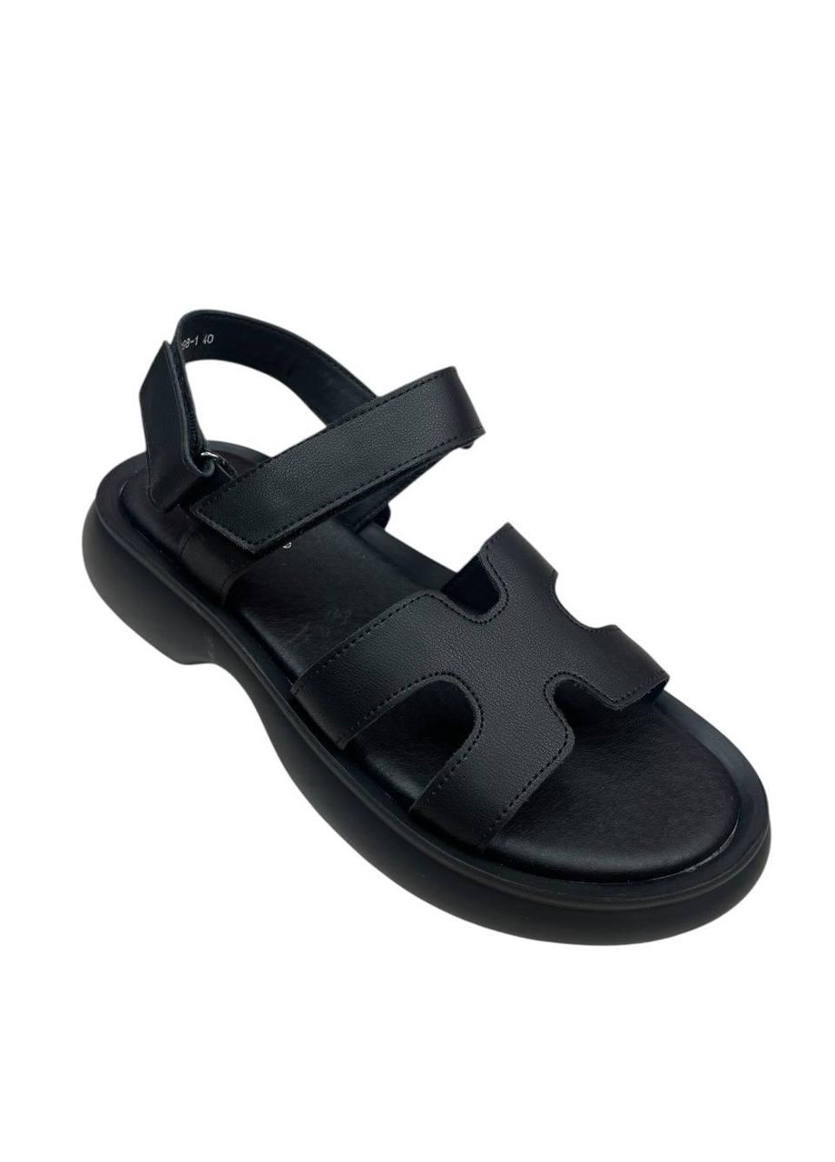 Черные женские босоножки на танкетке черные (g198-1) 41 Hengji