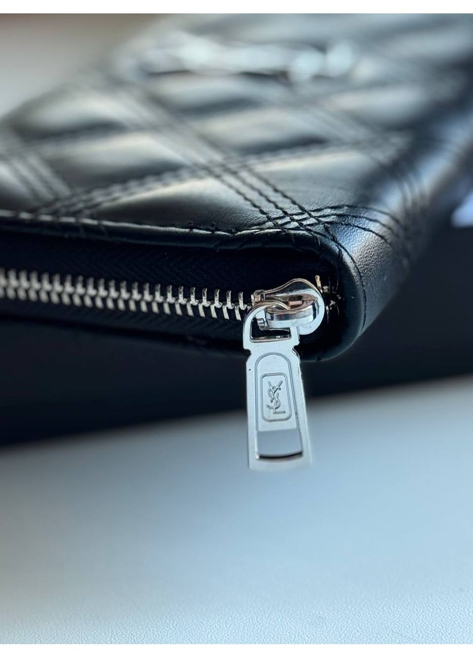 Гаманець жіночий великий Yves Saint Laurent Wallet Black/Silver кошельок чорний Ів Сен Лоран YSL портмоне No Brand (368672134)