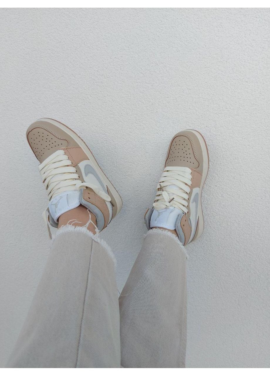 Бежеві Осінні кросівки чоловічі nike air jordan 1 retro cream найк аір джордан No Brand