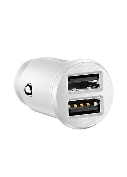 Автомобільний зарядний адаптер Circular Plastic 2 USB A+A CCALLYD02 білий Baseus (279554196)