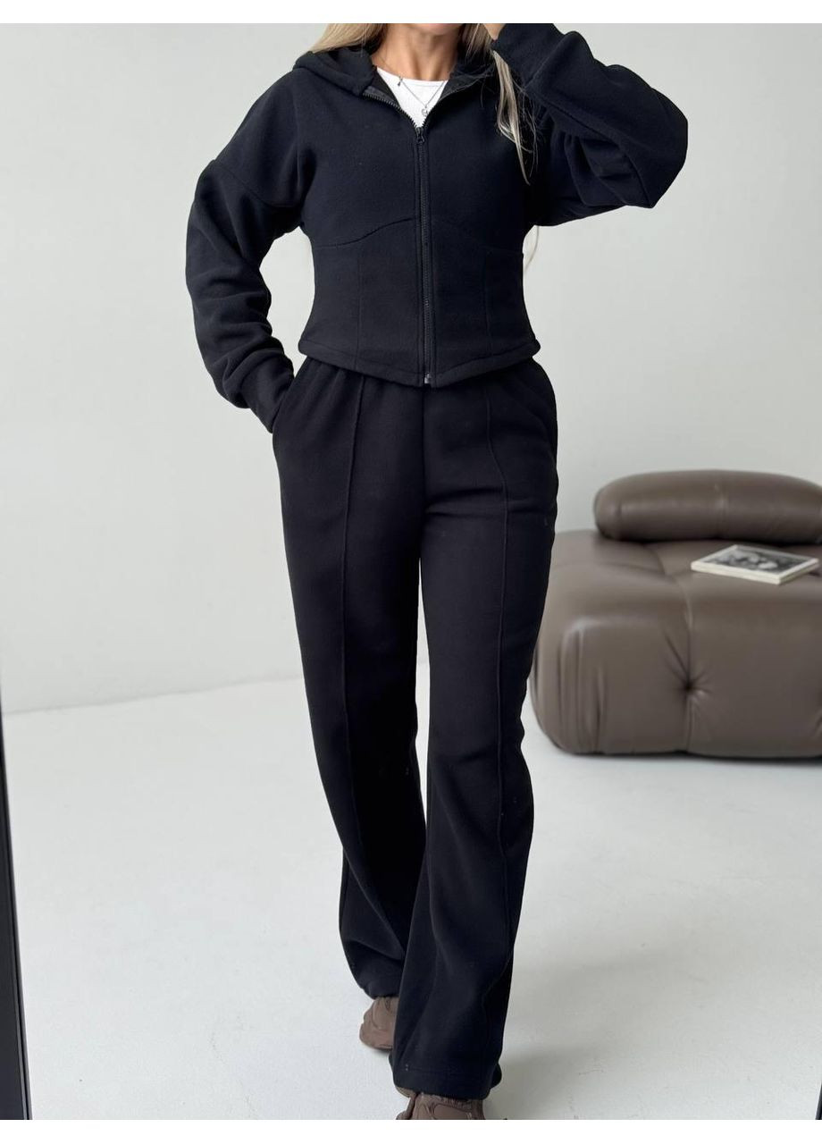 Костюм жіночій двійка флісовий теплий на зиму з капюшоном приталений JUGO Hype brand 0152 (366571160)