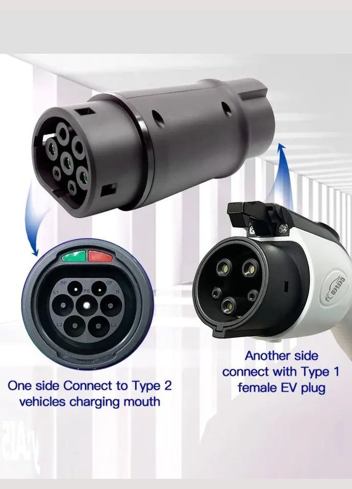 Адаптер Переходник Type 1 - Type 2 (Mennekes IEC 62196-2 - J1772) Black (455050568) Bluefield (317297433)