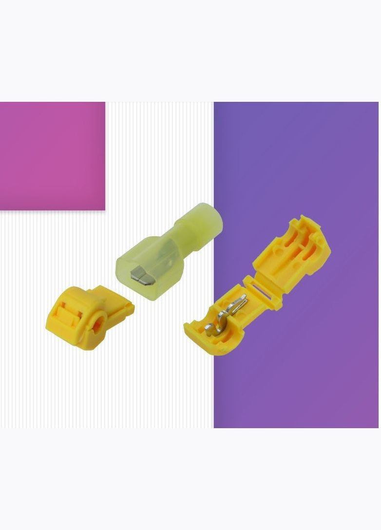 Набор обжимных клемм с изоляцией T-образные 2,5 – 4 мм для быстрого монтажа 50 шт (25 комплектов) желтый (TR050924-25) Bodasan (329443862)