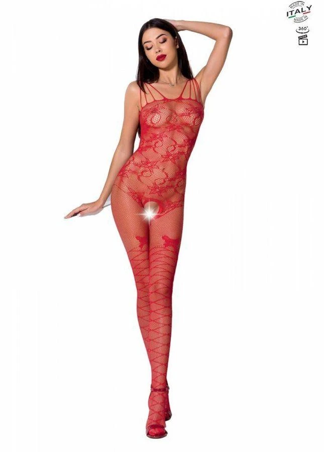 Ажурный бодистокинг с интимными вырезами BS076 red Passion (303885872)