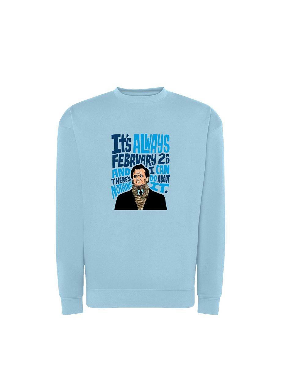 Блакитний новорічний світшот з принтом "знову те саме". день бабака (10876393673) ТiШОТКА (368570977)