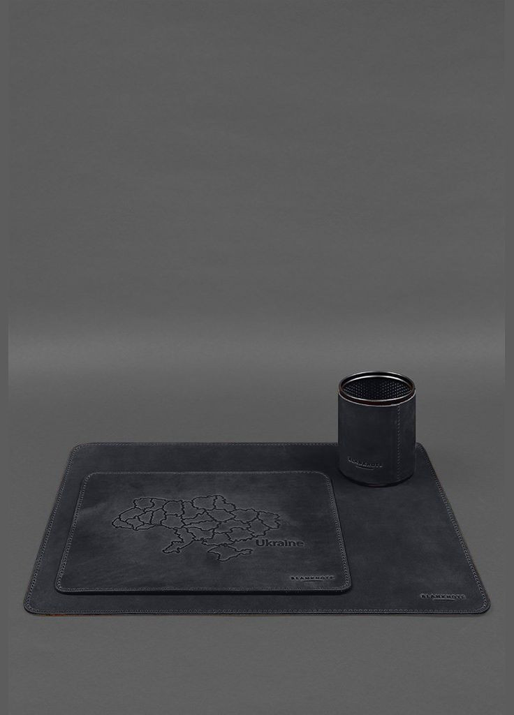 Настольный набор из натуральной кожи 5.0 с картой Украины Синий Crazy Horse (A-028353) BlankNote (330144393)