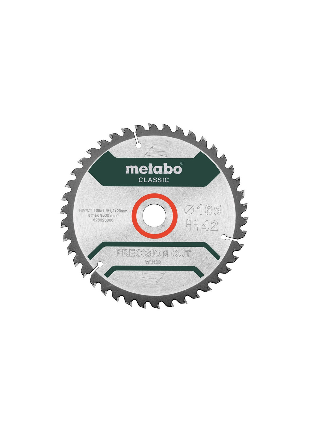 Пилковий диск Precision Cut Wood Classic 165х1,8х20 мм Z42 WZ 5°, по дереву (Картон) 628026000 (8498) Metabo (295040350)