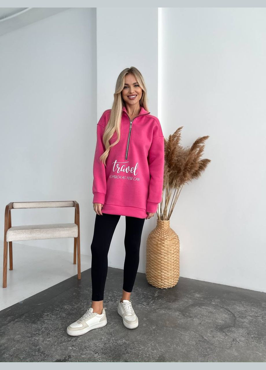 Малиновый женский свитшот на флисе с надписью Avanti надпись (317286785)