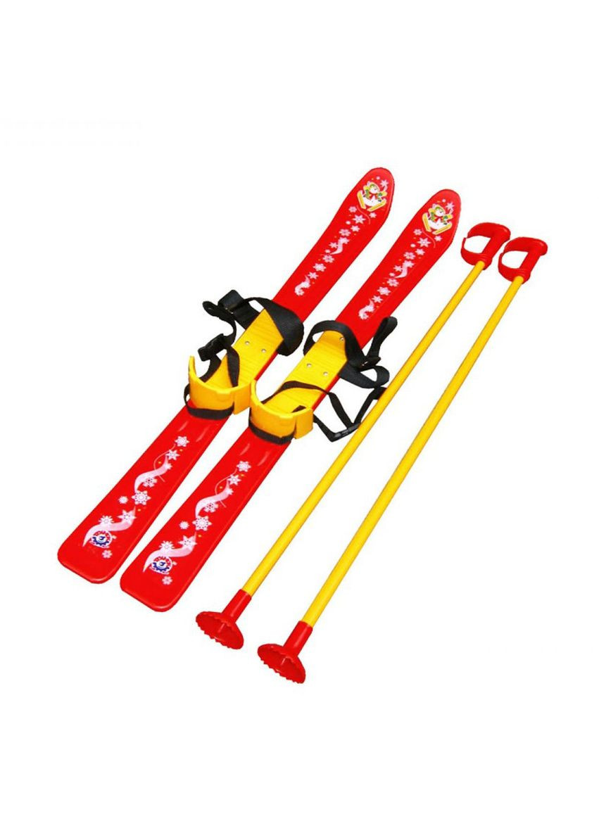 Лыжи с палками, детские, красные ТехноК (292142431)