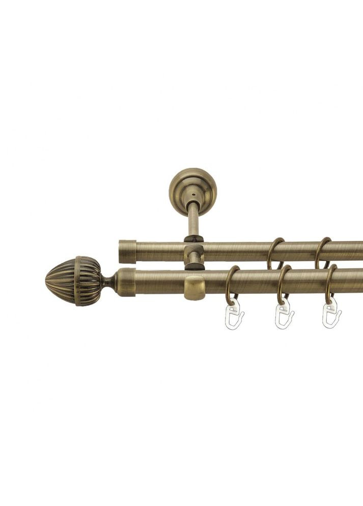Карниз Одеон металевий дворядний відкритий гладка труба Антик 19\16 мм 160 см (4003853) ORVIT (300843977)