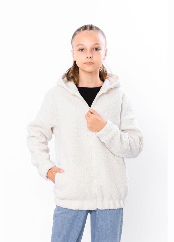 Белая демисезонная джем-куртка для девочки (подростковая) Носи своє